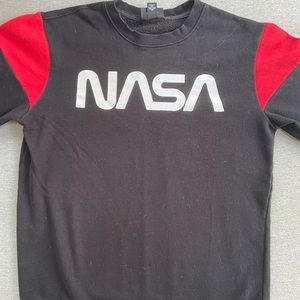 nasa sweatshirt, crew neck, red, white, and blue